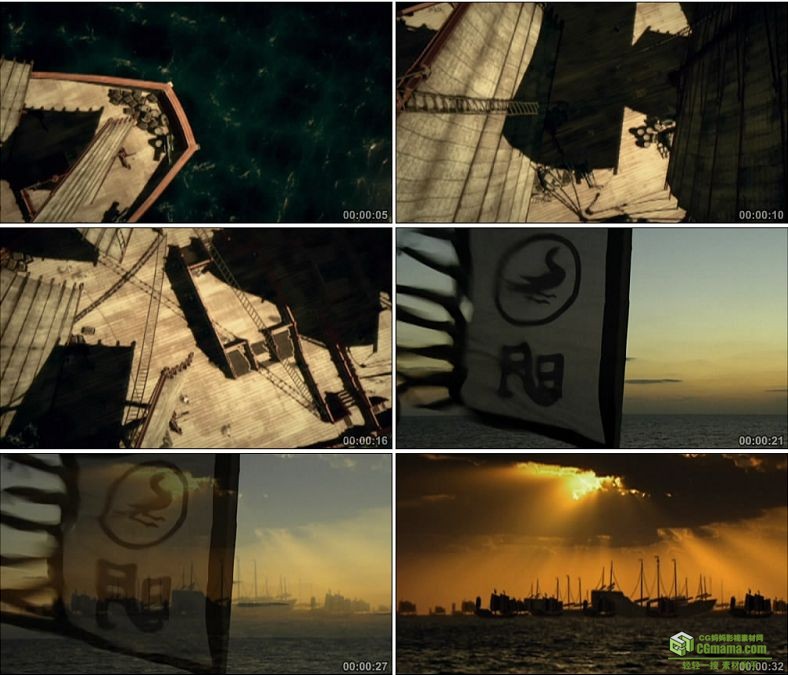 YC0026-郑和下西洋/大海上的中国古代大船/宝船/中国实拍视频素材