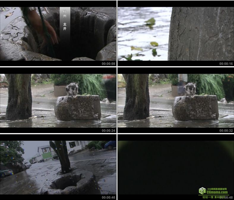 YC0102-西湖龙井下雨水井雨水/中国高清实拍视频素材下载