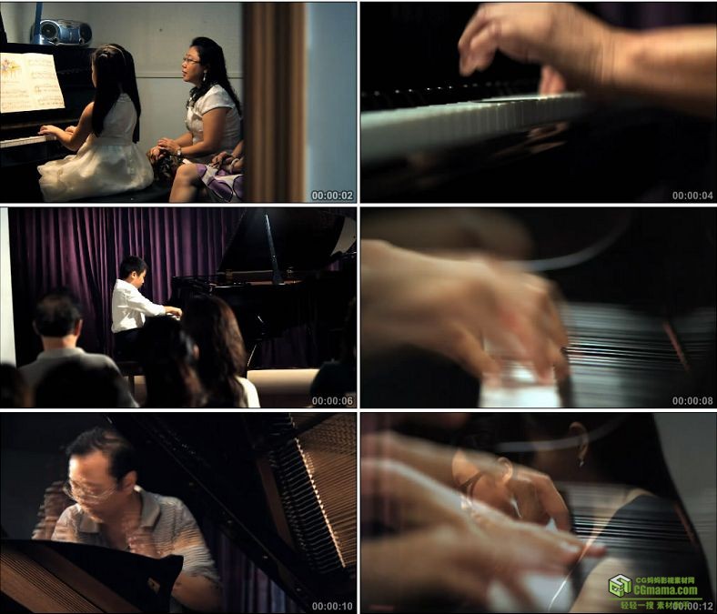 YC0123-弹钢琴一组快切镜头/指挥/乐器/中国高清实拍视频素材下载