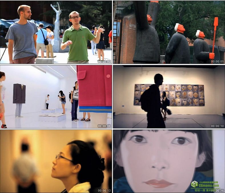 YC0130-北京798艺术画廊看画展的人/中国高清实拍视频素材下载