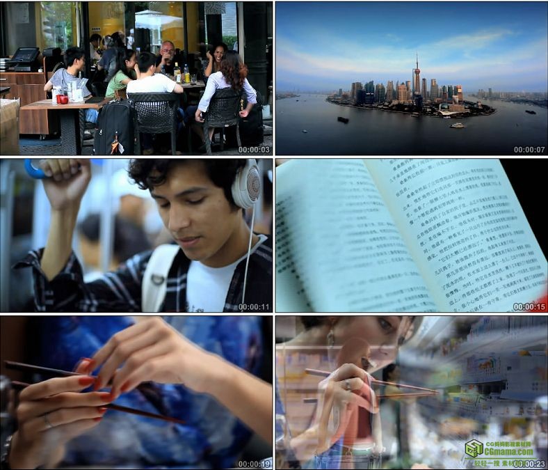 YC0134-生活在中国的外国人学习用筷子学习汉字高铁中国高清实拍视频素材下载