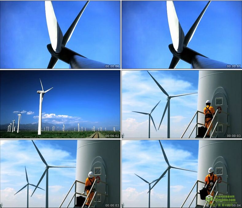 YC0136-风车风力发电新能源/中国高清实拍视频素材下载
