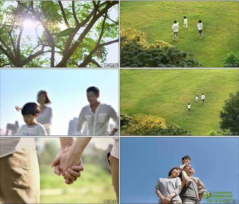 YC0154-一家三口踢足球情侣幸福牵手美好生活/中国高清实拍视频素材下载