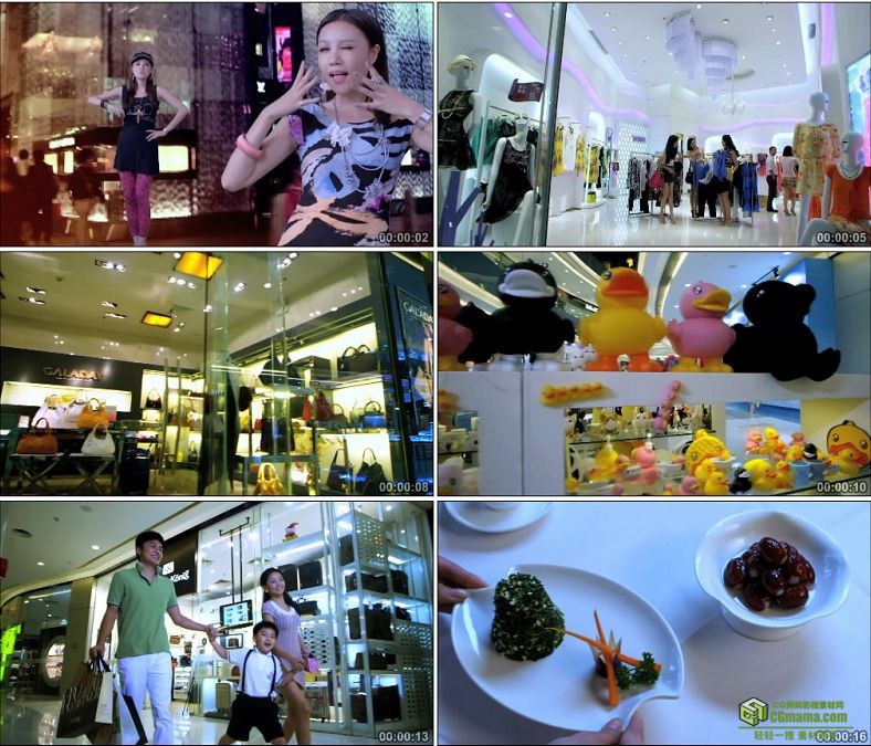 YC0168-大型购物商场超市女性购物全家购物餐饮/中国高清实拍视频素材下载