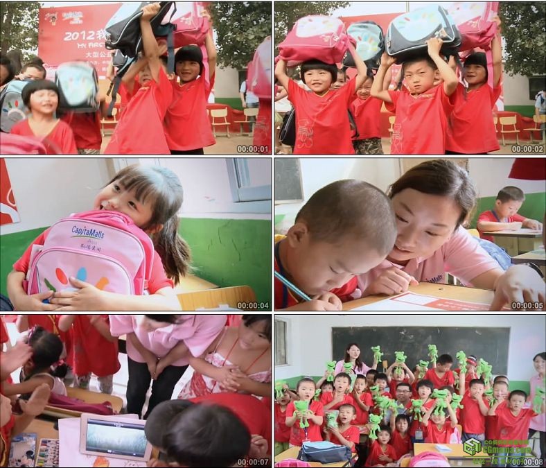 YC0176-爱心给小朋友捐书包/中国高清实拍视频素材下载