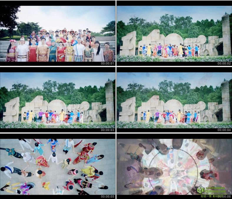 YC0201-各民族团结跳舞少数民族载歌载舞/中国高清实拍视频素材下载