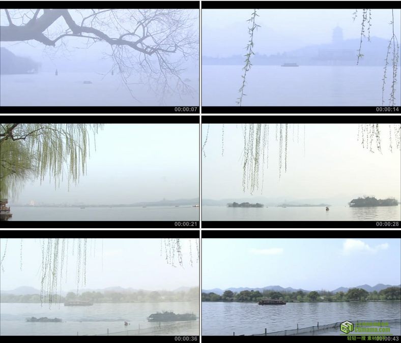YC0230-烟雨江南西雨后的西湖湖上的小船/中国高清实拍视频素材下载