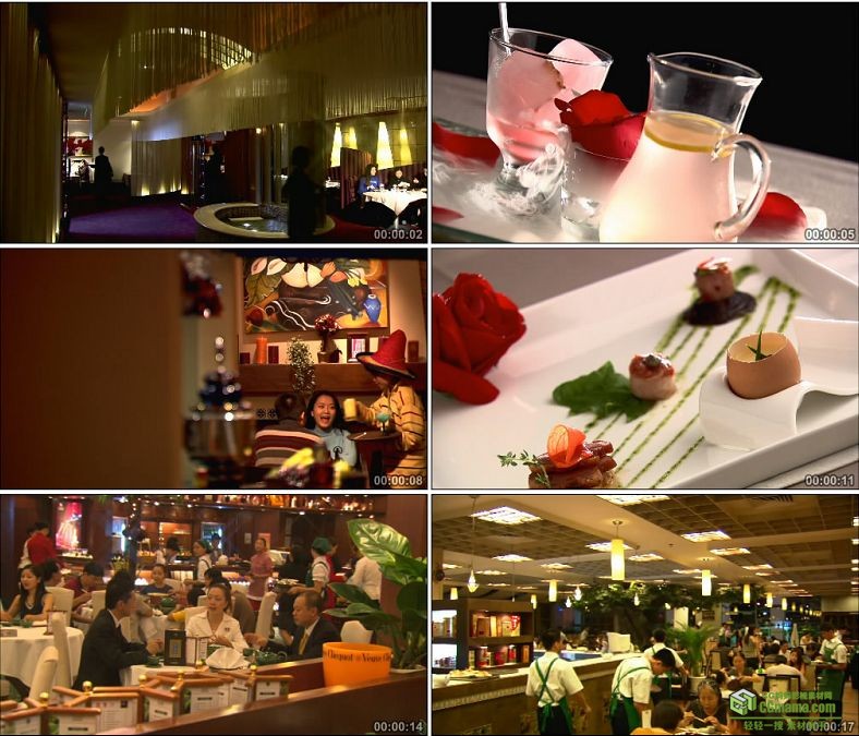 YC0246-西餐厅一组美食烛光晚餐/服务/环境/吃饭/中国高清实拍视频素材下载
