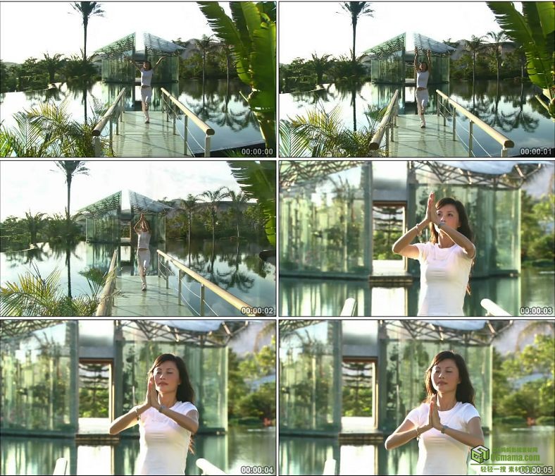 YC0247-清晨美女练瑜伽/中国高清实拍视频素材下载