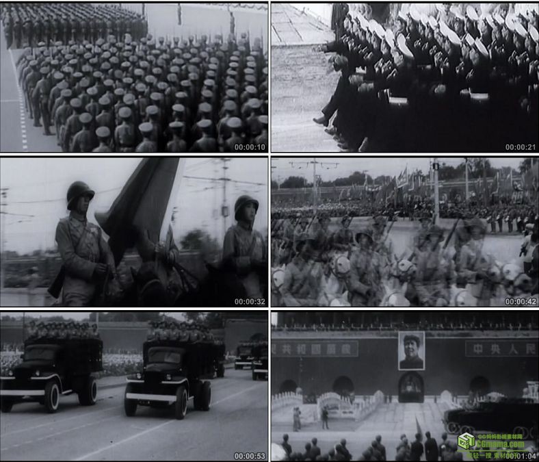 YC0271-中国军队1949年开国大典阅兵步兵骑兵珍贵史料/实拍视频素材资料下载
