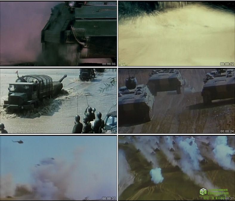 YC0272-坦克装甲车战车军事演习80年代影视资料/中国实拍视频素材下载