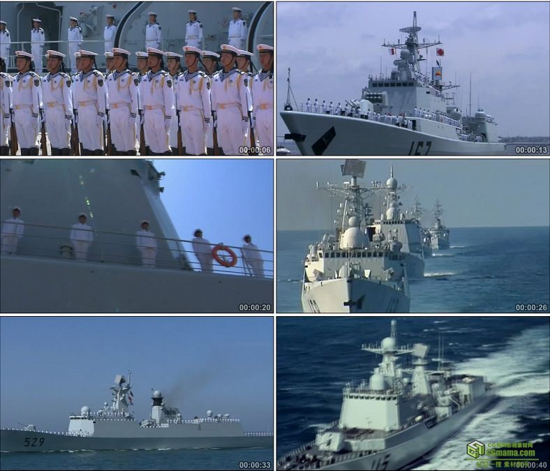 YC0292-中国海军战舰军舰一组/高清实拍视频素材下载
