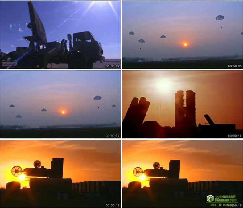 YC0300-空军基地地空导弹高炮雷达伞兵空降兵/中国高清实拍视频素材下载