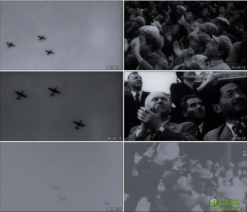 YC0301-1949开国大典阅兵空军方队/中国实拍视频素材/历史影视史料下载