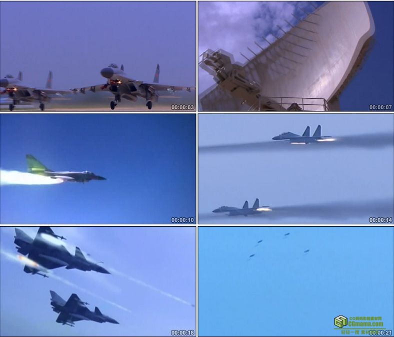 YC0306-战斗机起飞空军军事演习轰炸机轰炸发射导弹中国实拍视频素材下载