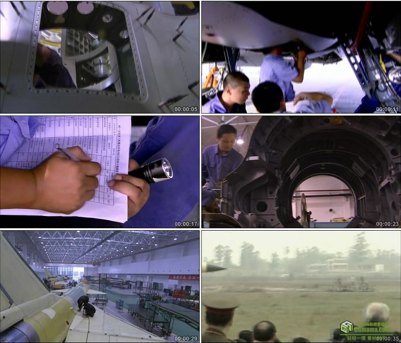yc0308-战斗机的生产制造维修飞机工业工程师/中国高清实拍军事视频素材下载