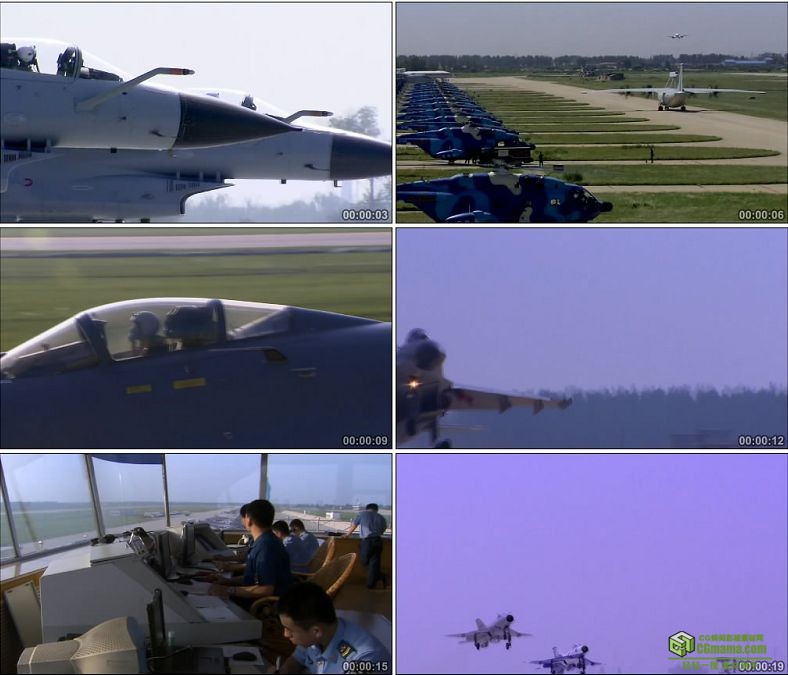 YC0311-战斗机起飞空军基地飞机/中国高清实拍视频素材下载