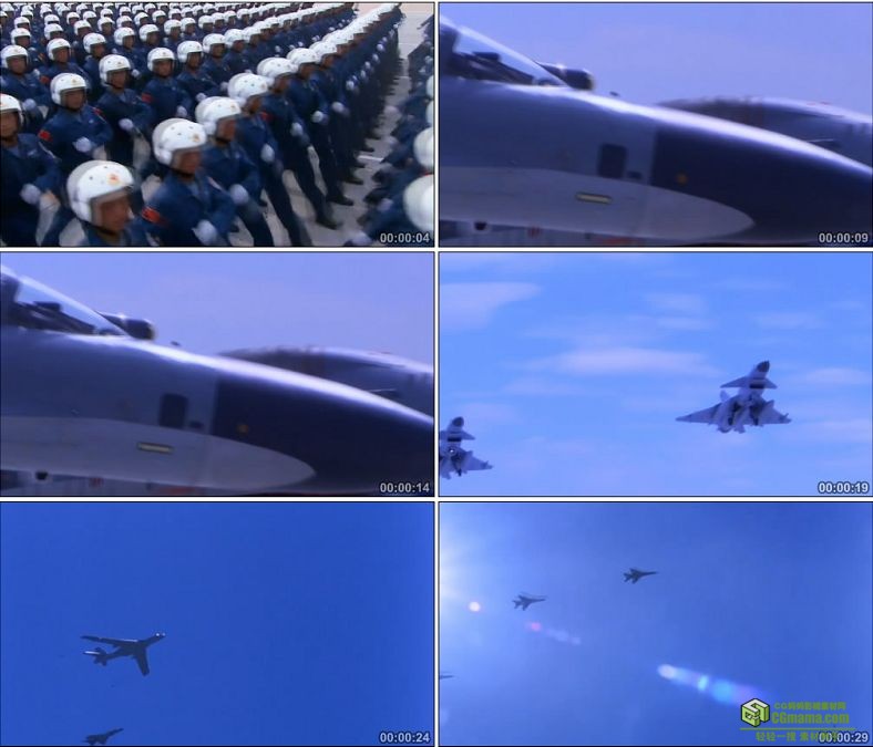 YC0315-空军方队走正步飞机飞行战斗机起飞空中翱翔中国高清实拍视频素材下载
