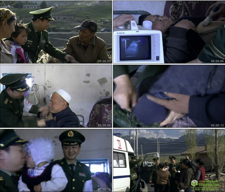 YC0349-军医给少数民族治疗看病/军民一家亲/中国高清实拍视频素材下载