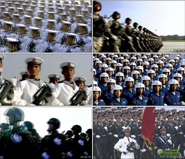 YC0362-人民军队阅兵走正步海陆空三军武装警察部队中国高清实拍视频素材下载