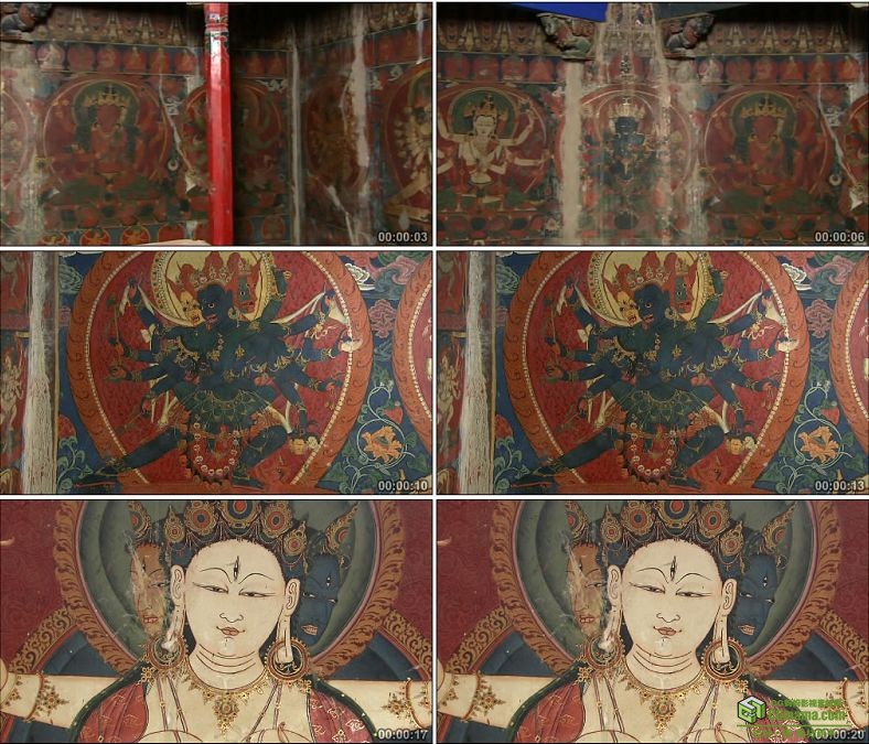 YC0389-中国传统佛教壁画唐卡高清实拍视频素材下载