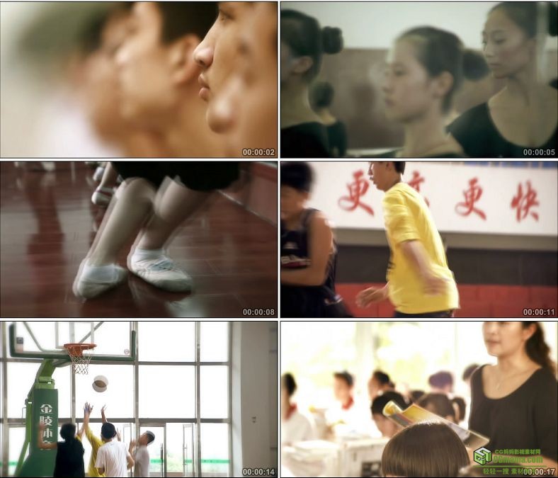 YC0418-中学生学生升旗练习舞蹈上课打篮球中国高清实拍视频素材下载