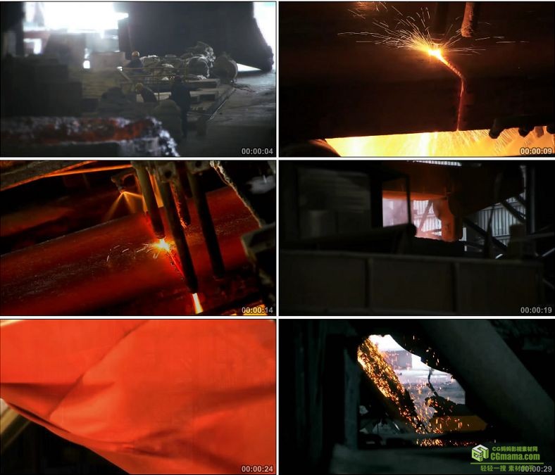 YC0420-矿产资源冶炼钢铁炼钢工人工业生产焊接中国高清实拍视频素材下载