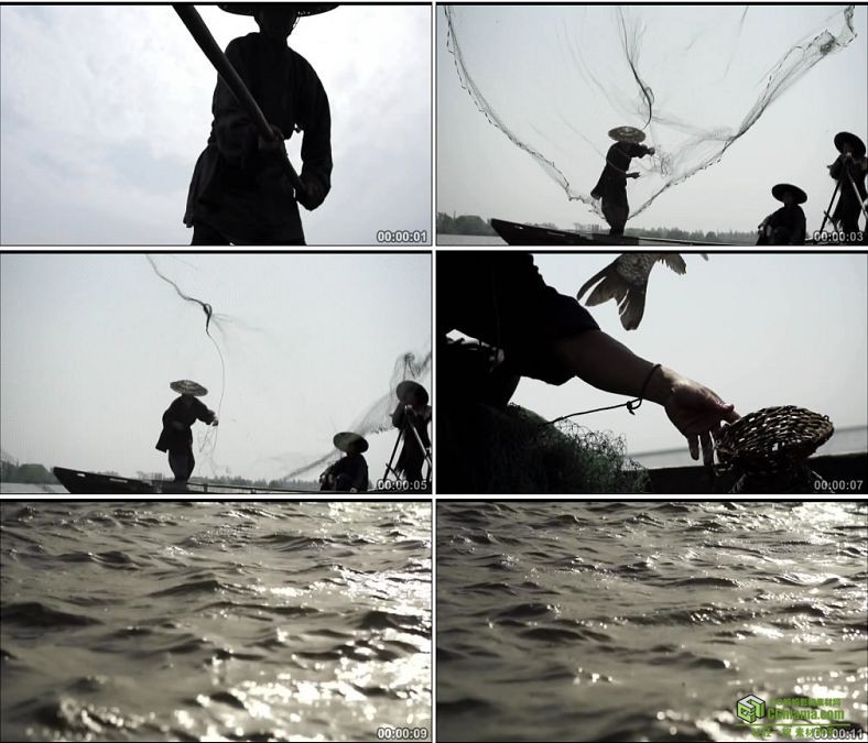 YC0445-农民耕种种地撒网捕鱼中国高清实拍视频素材下载