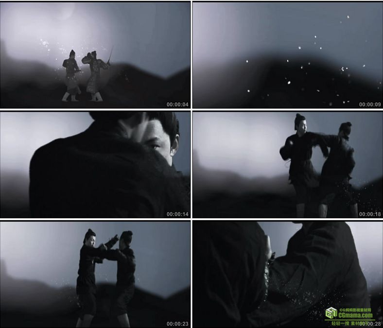 YC0463-中国古代战斗打架两人比武比剑舞剑高清实拍视频素材下载