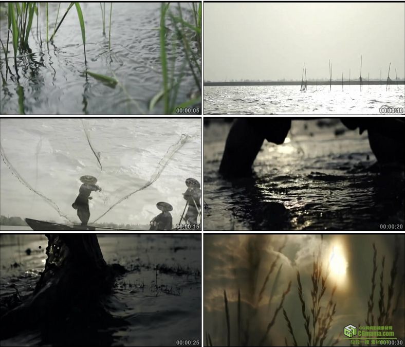 YC0491-下雨农民耕种耕地犁地捕鱼农忙中国高清实拍视频素材下载