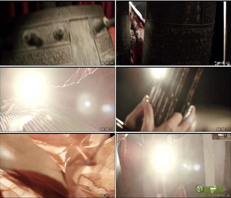 YC0492-中国古代传统音乐乐器编钟古琴笙高清实拍视频素材下载