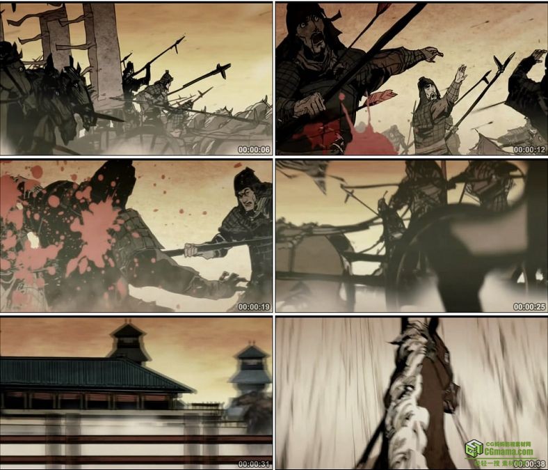 YC0494-中国古代战国战争弓箭万箭齐发战车高清实拍视频素材下载