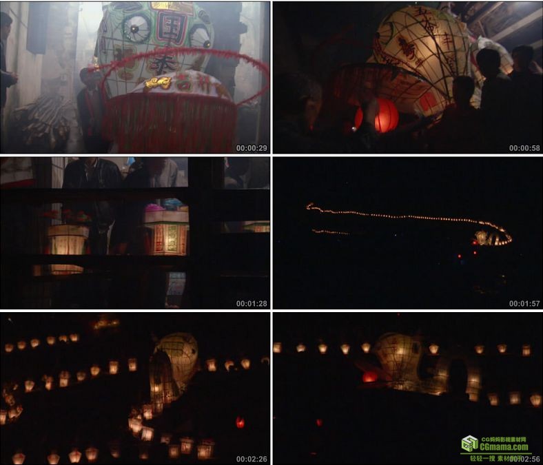 YC0563-中国春节放鞭炮烟花祭拜祖先过年花灯高清实拍视频素材下载