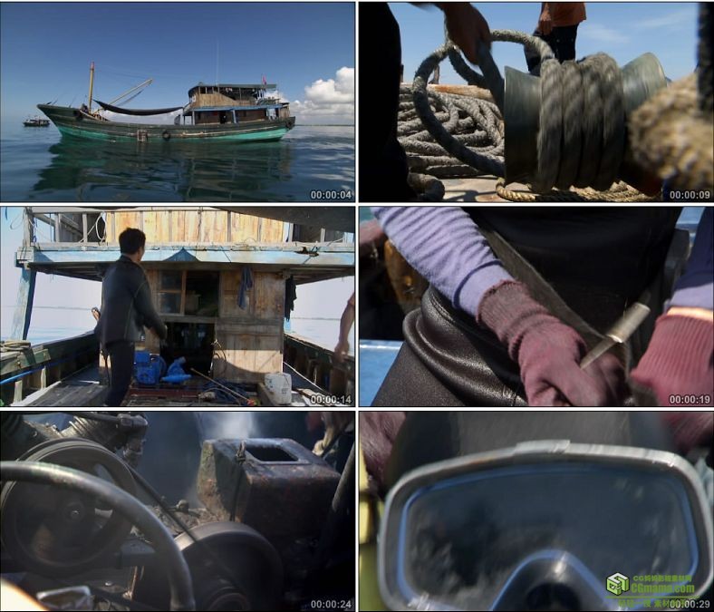 YC0709-渔民渔船出海捕鱼镜头中国高清实拍视频素材下载