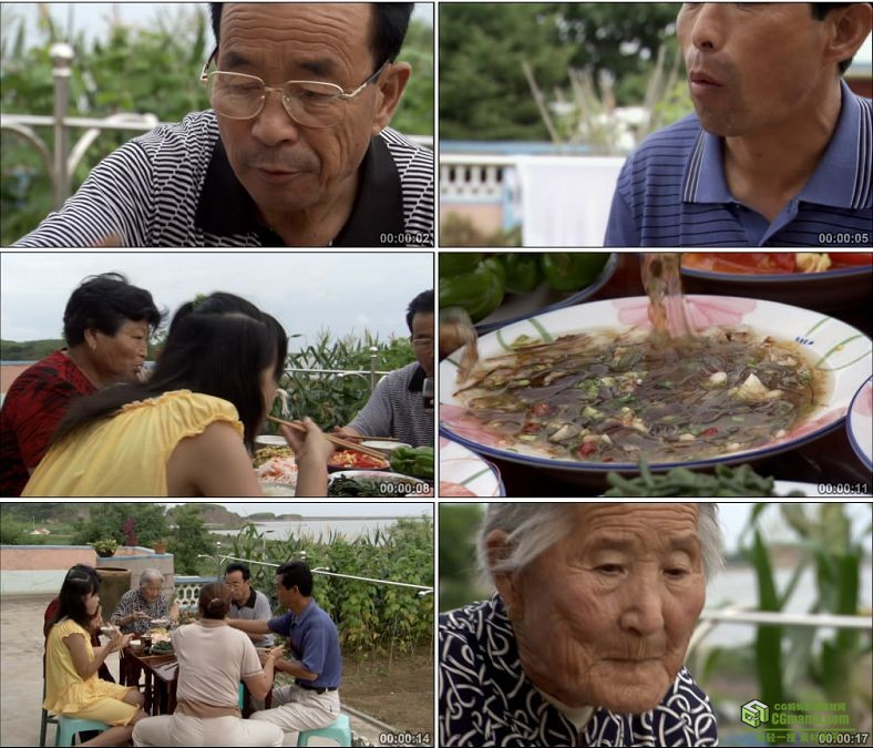 YC0726-农村一家人吃饭乡村中国高清实拍视频素材下载