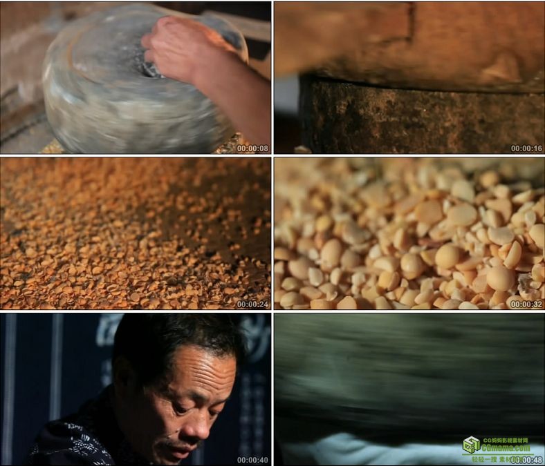 YC0735-中国传统石磨研磨豆浆美食高清实拍视频素材下载