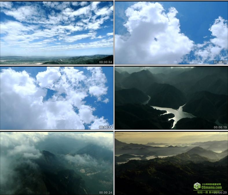 YC0795-大山大河白云山峰长江延时摄影镜头中国高清实拍视频素材下载