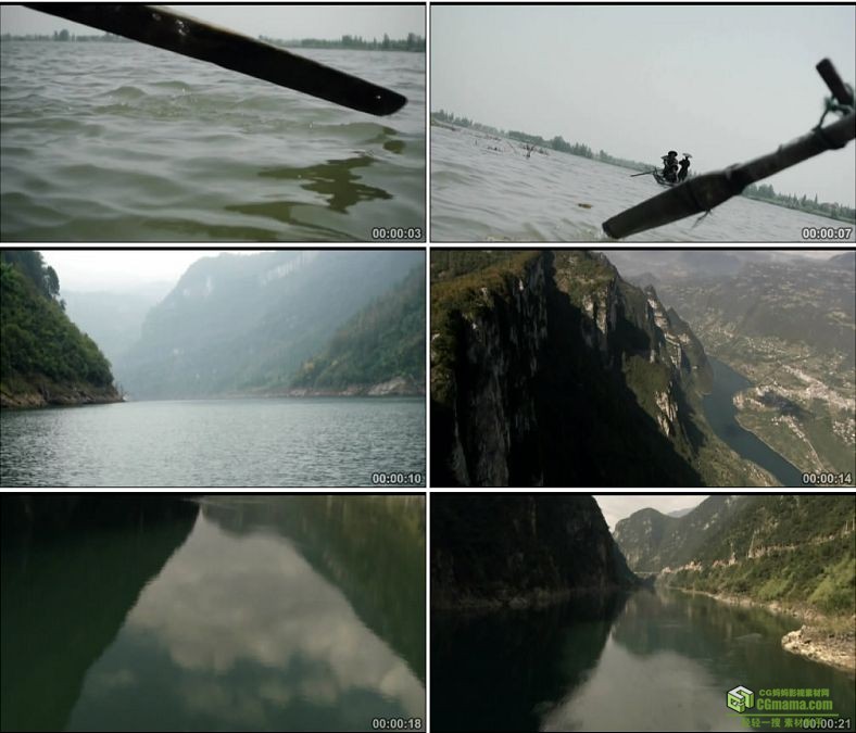 YC0796-长江划船泛舟渔民划桨中国高清实拍视频素材下载