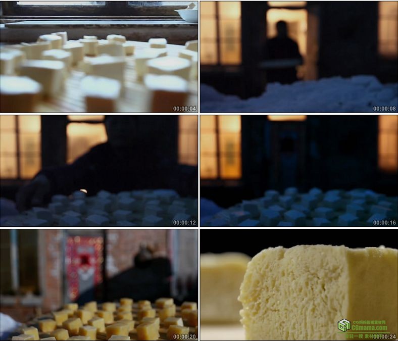 YC0823-切豆腐东北冻豆腐的制作中国美食高清实拍视频素材下载