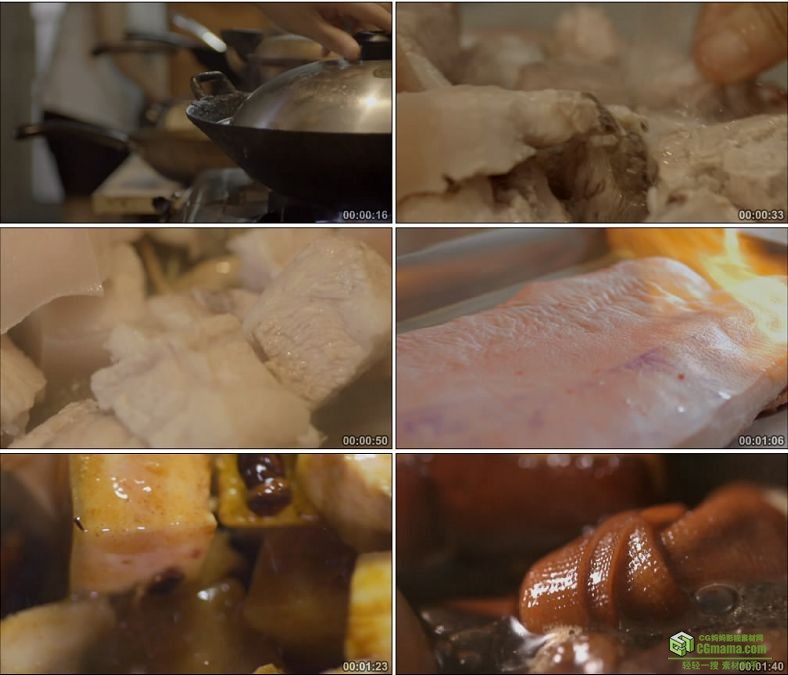 YC0843-红烧肉的制作和烹饪炒菜炒肉做菜和面中国美食高清实拍视频素材下载