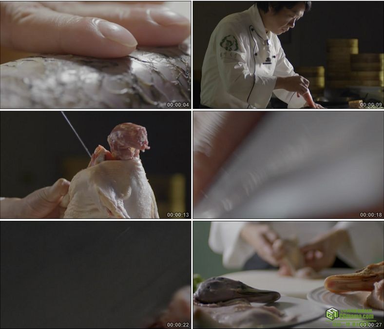 YC0855-厨师精湛刀工脱骨鸡肉鱼肉做菜杀鸡杀鱼中国高清实拍视频素材下载