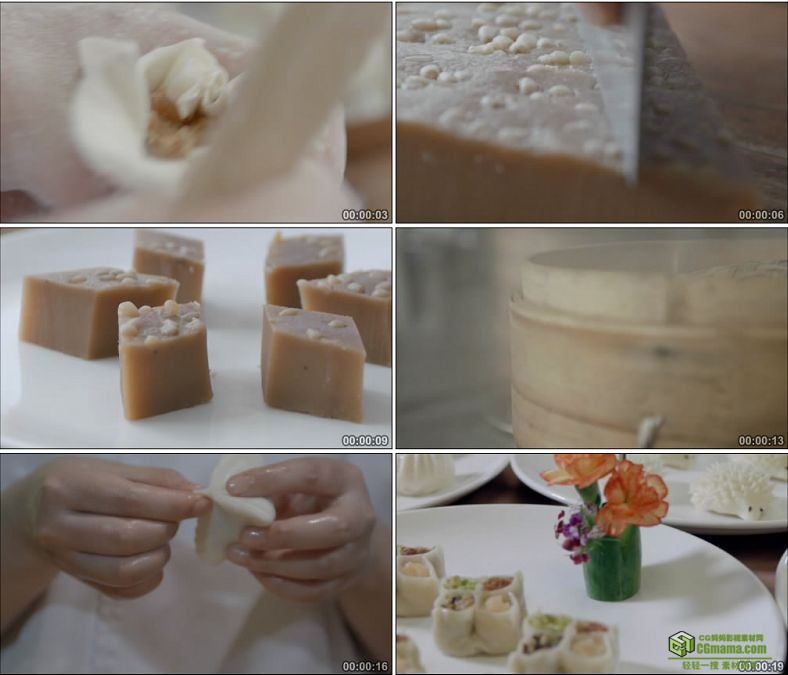 YC0871-和面包馅烧麦制作广式甜点甜品点心中国美食高清实拍视频素材下载