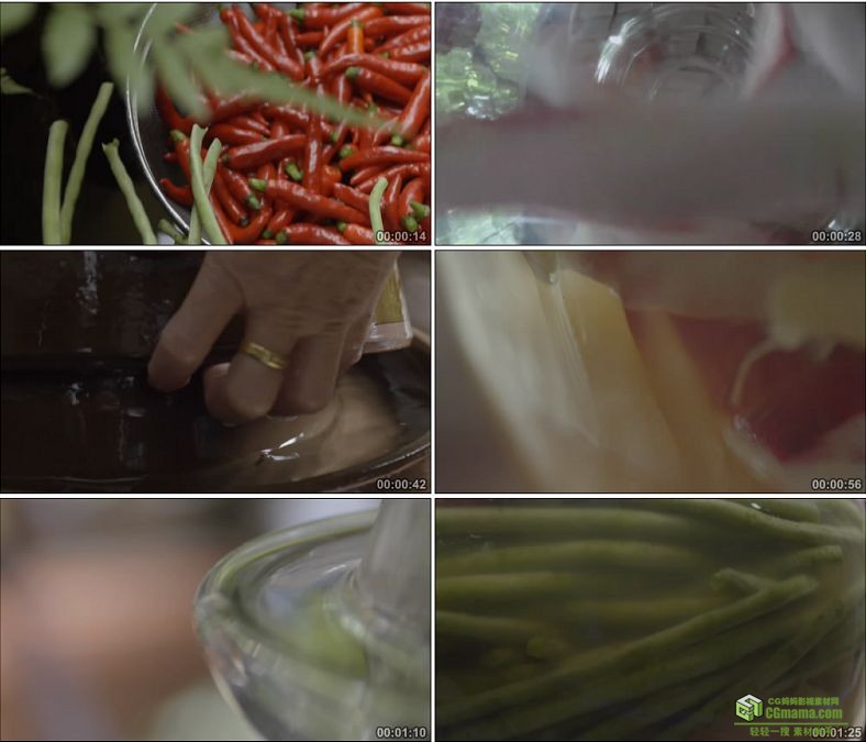 YC0875-四川泡菜的腌制辣椒豆角中国美食高清实拍视频素材下载