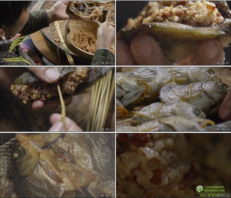 YC0880-土家美食酸糯米桂鱼土族做菜做饭中国美食高清实拍视频素材下载