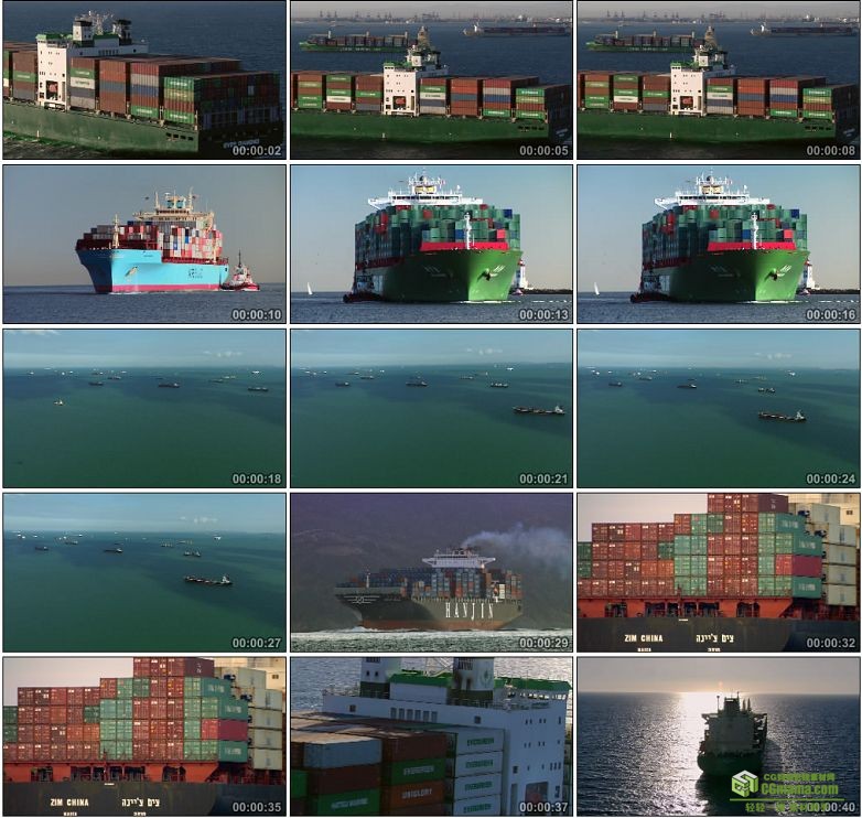AA0024-海运远洋货轮集装箱运输万吨巨轮港口高清实拍视频素材