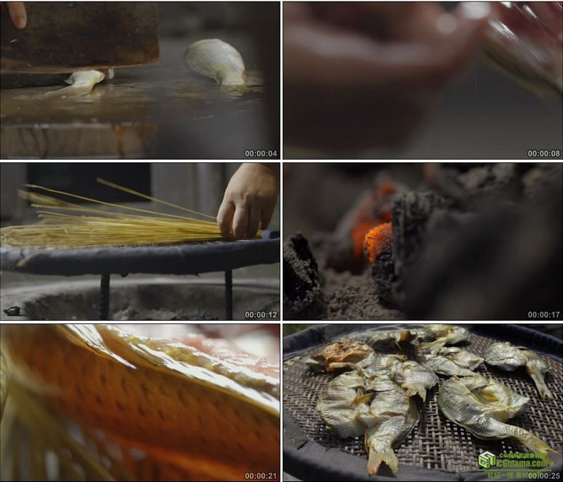 YC0903-制作熏鱼干特色风味美食高清实拍视频素材
