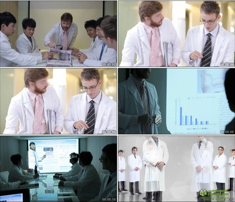 YC0908-国外专业的医疗团队研究方案医生开会研讨高清实拍视频素材