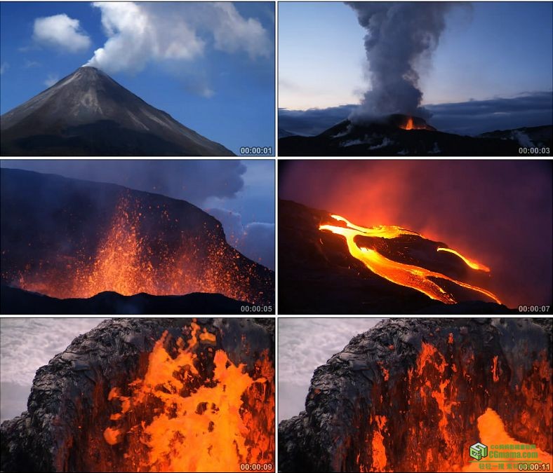 YC0923-活火山火山爆发火焰岩浆自然奇观高清实拍视频素材