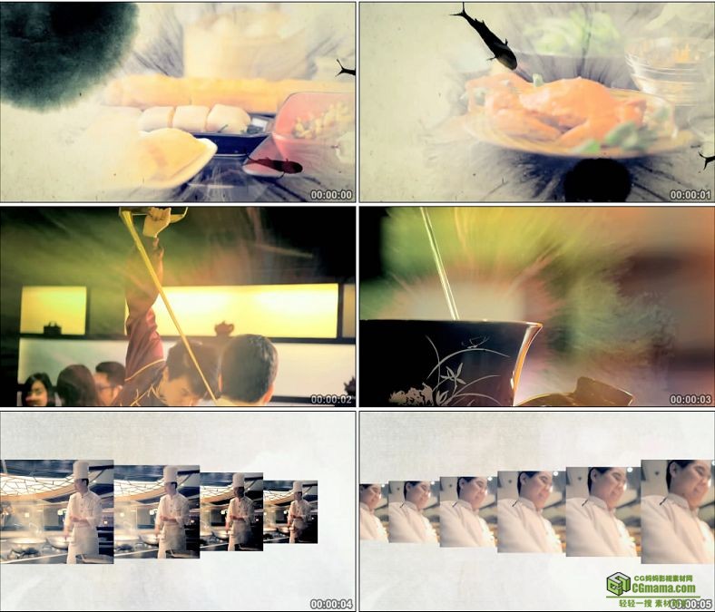 YC0940-水墨美食大碗茶厨师高清实拍视频素材