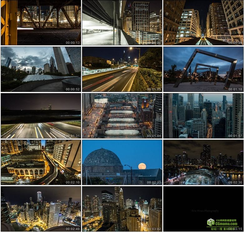 AA0098-美国芝加哥城市景观风光夜景车流交通高清实拍视频素材宣传片下载